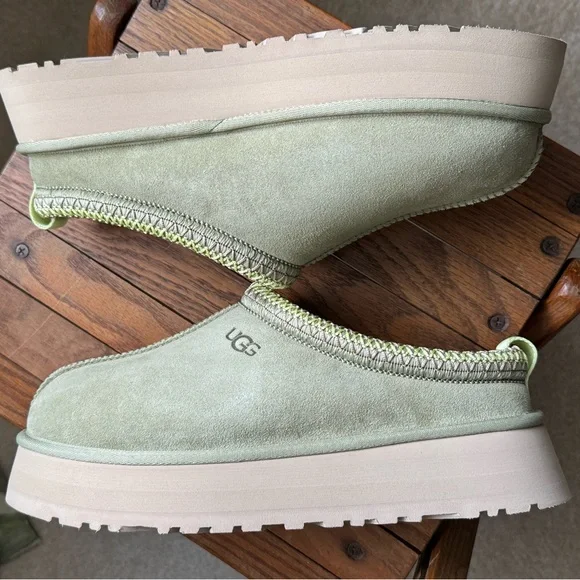 UGG Olive Suede Platform Tazz II Women's Slipper Muted Brass Size 10 New in box - Picture 9 of 11